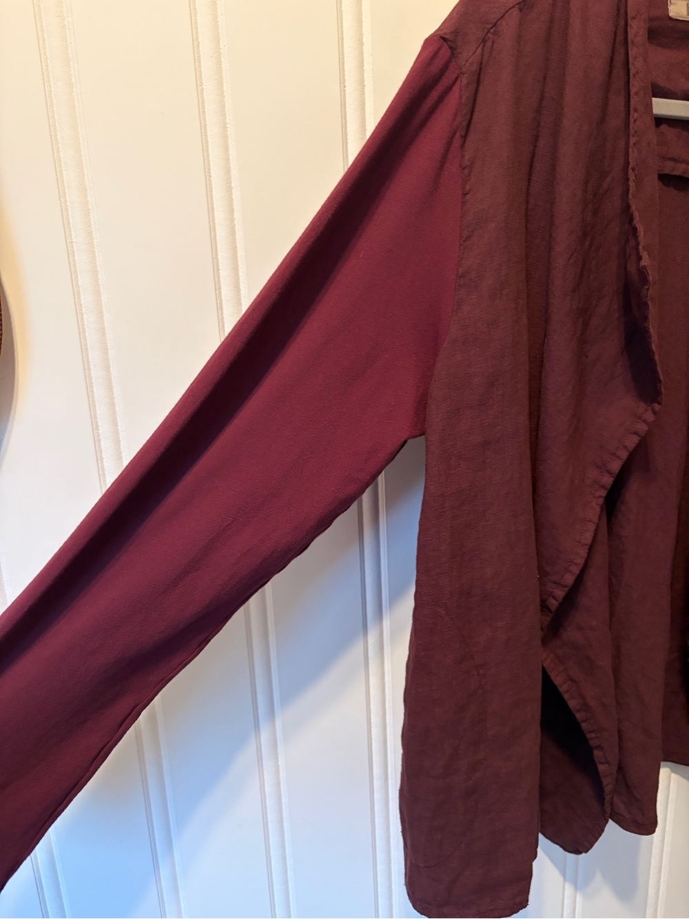 Flax Open-front Drape Cardigan Linen Cotton Blend Sleeves Size Medium - Picture 3 of 11